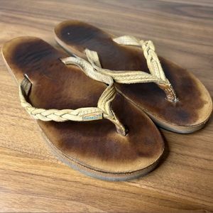 Rainbow Flirty Braidy Flip Flop Sandals Women's Large 7.5 - 8.5 | Brown Leather